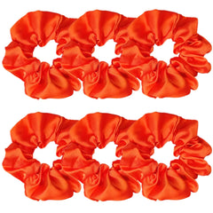 Sufermoe 6 Pcs Satin Silk Hair Scrunchies 4.2 inch Orange Elastic Hair Ties Ponytail Holders and Hair Accessories for Different Hairstyles and Occasions for Women and Girls
