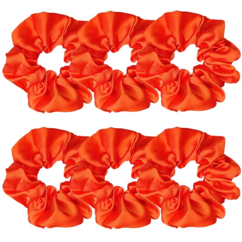 Sufermoe 6 Pcs Satin Silk Hair Scrunchies 4.2 inch Orange Elastic Hair Ties Ponytail Holders and Hair Accessories for Different Hairstyles and Occasions for Women and Girls