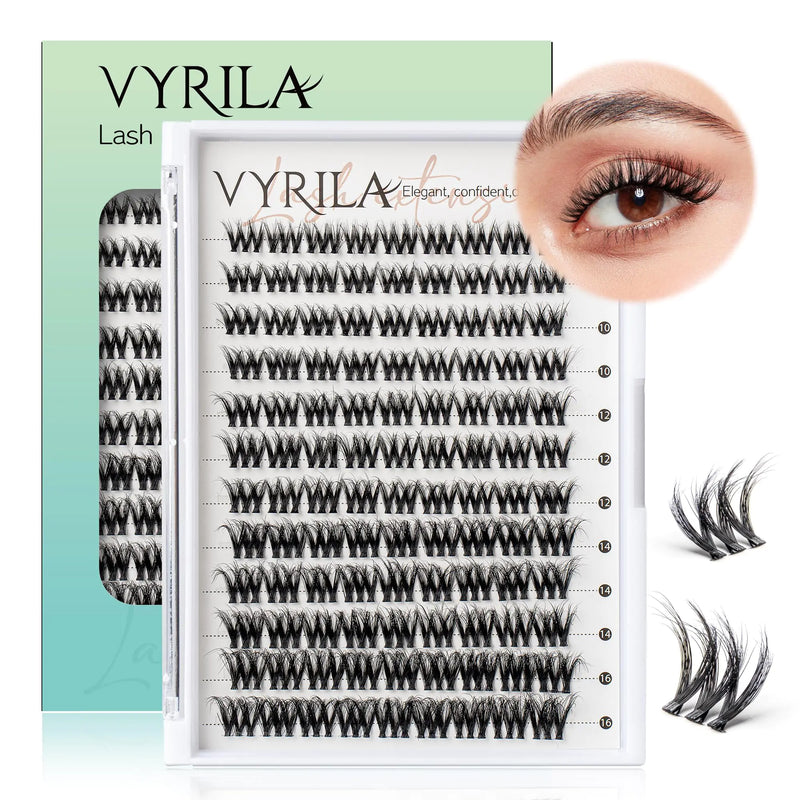 VYRILA Lash Clusters 0.05mm Individual Lashes 3D Wispy Lashes Clusters 0.1mm Super Thin Band Resuable Natural LashesC Curl Faux Mink Lashes108pcs Lash Extension (Green Cozy-C-0.05-8-16mix)
