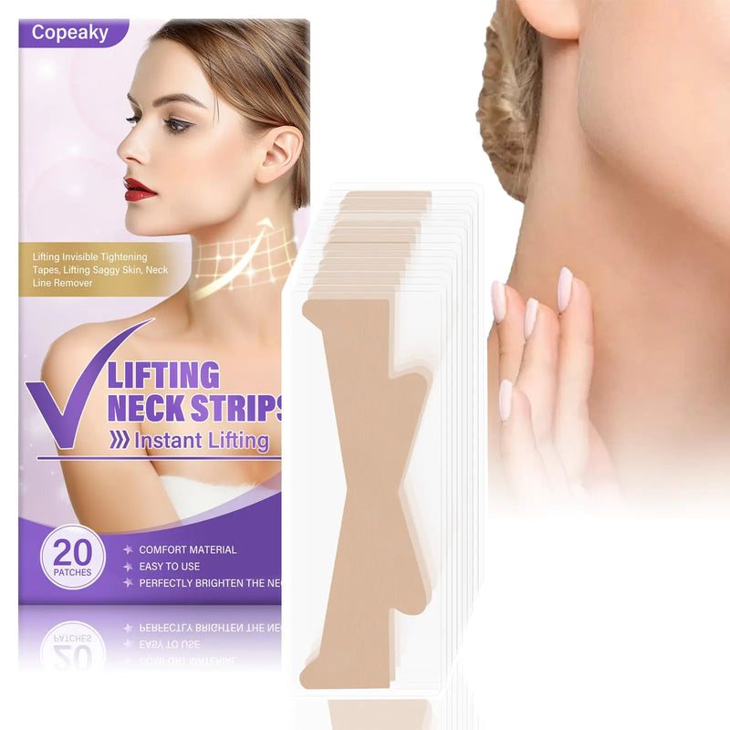 UpdateClassic Neck Strips Moisturizing & Firming Neck Anti Wrinkle Patches Invisible High Elastic Neck Lift Tapes for Double Chin Neck Jowls Smoothing Neck Wrinkles Reduce Fine Wrinkles 20 Pcs