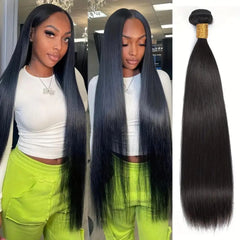 Aliprincess 12A Human Hair Bundles Straight 20 Inch One Bundle 100% Unprocessed Brazilian Virgin Hair Bundles Double Weft Weave Bundles Human Hair Natural Black Color Human Hair Extensions