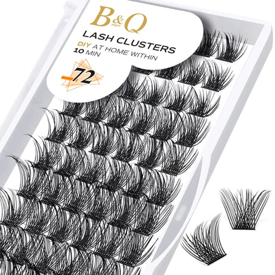 B&Qaugen Lash Clusters B02 C Curl 16mm DIY Eyelash Extensions 72 Clusters Lashes C D Curl Mega Volume Individual Lashes Eyelash Clusters Extensions Individual Lashes Cluster DIY (B02-C-16mm)