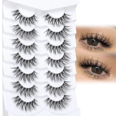 Wispy Lashes Natural Look False Eyelashes Mink Lashes Clear Band Strip Natural Lashes 16mm C Curl Fluffy Eye Lashes Wispy by Winifred