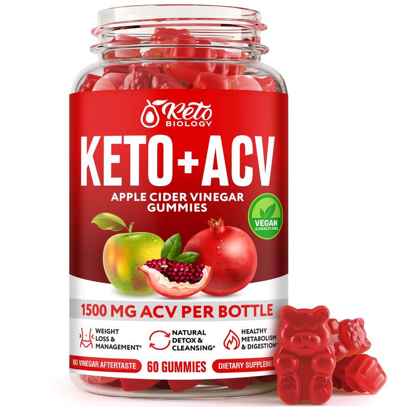 Keto ACV Gummies for Weight Loss & Detox - ACV Keto Gummies 1500 mg - Vegan Apple Cider Vinegar Gummies for Ketosis Metabolism & Energy - AC Keto Gummies - 60 Count