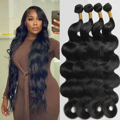 Body Wave Bundles Human Hair 26 28 30 32Inch Human Hair Bundles Wavy Virgin Hair 4 Bundles Cheap Human Bundles Brazilian Bundles Human Hair Quick Weave Bundles
