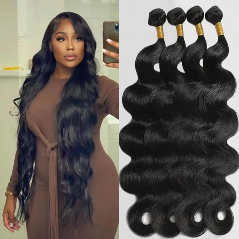 Body Wave Bundles Human Hair 26 28 30 32Inch Human Hair Bundles Wavy Virgin Hair 4 Bundles Cheap Human Bundles Brazilian Bundles Human Hair Quick Weave Bundles