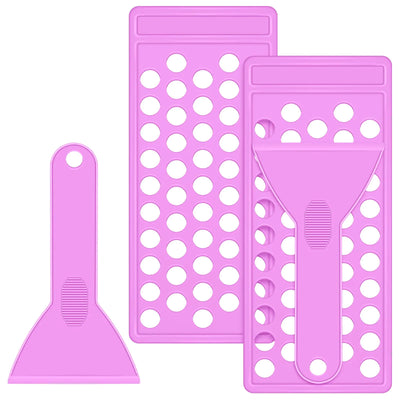 2 Sets Lip Balm Tray and Spatula Set Portable lipstick Holder Lip Balm Containers Lip Gloss Making Kit (Purple)