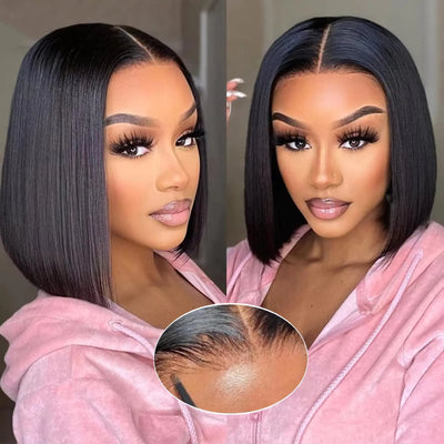 14 Inch Bob Wig Human Hair Straight 13x4 Lace frontal Wigs Human Hair Pre Plucked 180 Density Glueless Short Wigs For Black Women