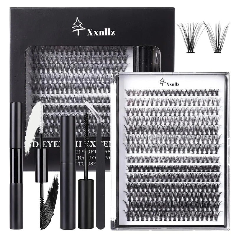 Lash Clusters Cluster Eyelash Extensions: Lashes Individual Lash Clusters Kit 280 PCS Eyelashes Natural 9-16mm Curl Eyelash Clusters with Lash Glue for Beginner Beauty (30D+40D)