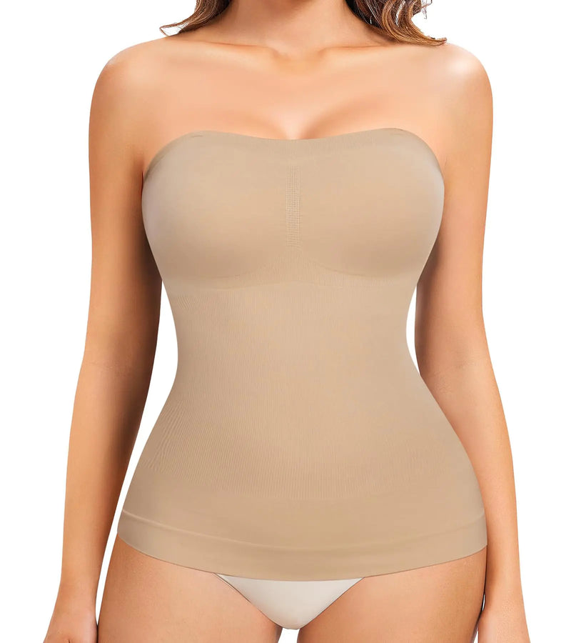 ciksob Compression Tank Tops Shapewear For Women Tummy Control Seamless Slimming Camisole Tops Body Shaper BeigeXL