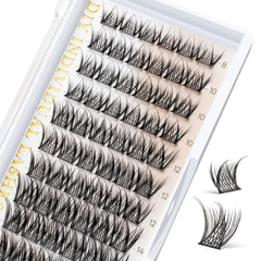 BEFER Lash Clusters 72 Pcs D Curl Eyelash Clusters Super Fluffy Lightweight Individual Lashes 8-16MM Cluster Eyelash Extensions Soft Comfortable Wispy Natural Lashes DIY At Home(MermaidFD34)