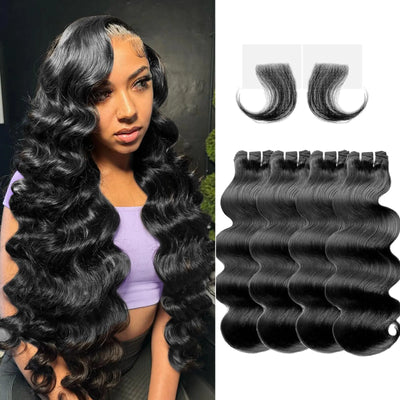 Aslmeet 12A Bundles Human Hair 18 20 22 24 Inch 4 Bundles Body Wave Bundles Human Hair 280g 100% Unprocessed Brazilian Virgin Hair Extensions Weave Human Hair Raw Bundles Natural Black and Baby Hair