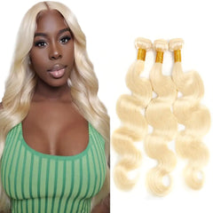 YOUNGHANN Hair 613 Bundles Blonde Body Wave Human Hair Bundles Brazilian Unprocessed Virgin Hair Blonde Bundles Human Hair Weave 3 Bundles 10 12 14 Inch 613 Body Wave Bundles