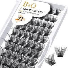 B&Qaugen Lash Clusters B02 C Curl 16mm DIY Eyelash Extensions 72 Clusters Lashes C D Curl Mega Volume Individual Lashes Eyelash Clusters Extensions Individual Lashes Cluster DIY (B02-C-16mm)